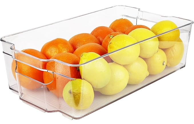 Greenco Refrigerator and Freezer Wide Storage Bin With Handles, 14.8" x 8.3"x 3.75", Clear | Amazon (US)