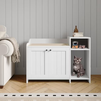Wooden Litter Box Enclosure with Storage Shelf, Dog-Proof Pet House, Side Table | Target