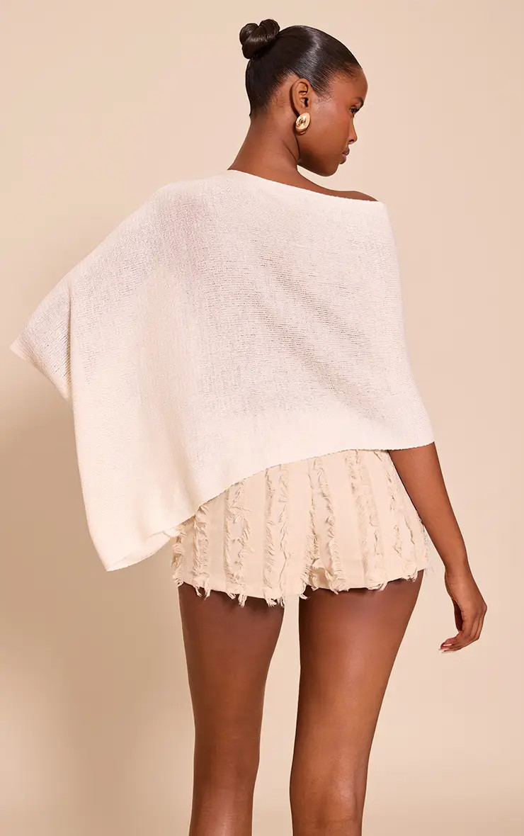 Cream Fine Knit Poncho Style Top | PrettyLittleThing | PrettyLittleThing UK