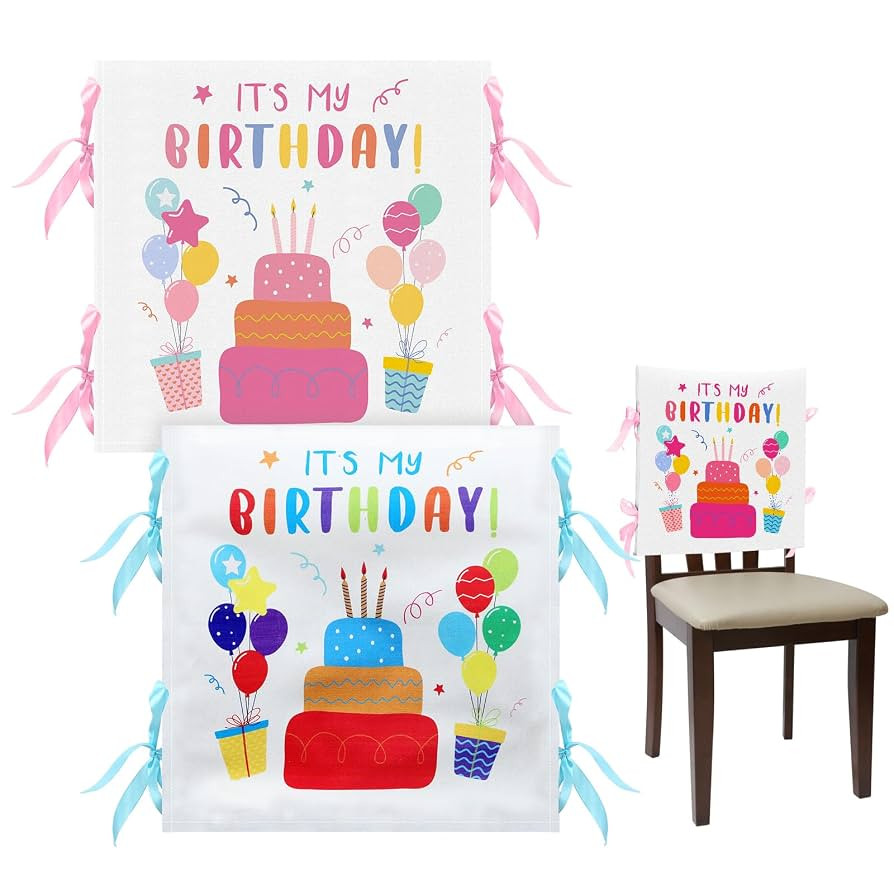 Tudomro 2 Pieces Birthday Chair Cover for Classroom It's My Birthday Chair Cover with Ribbons Cup... | Amazon (US)
