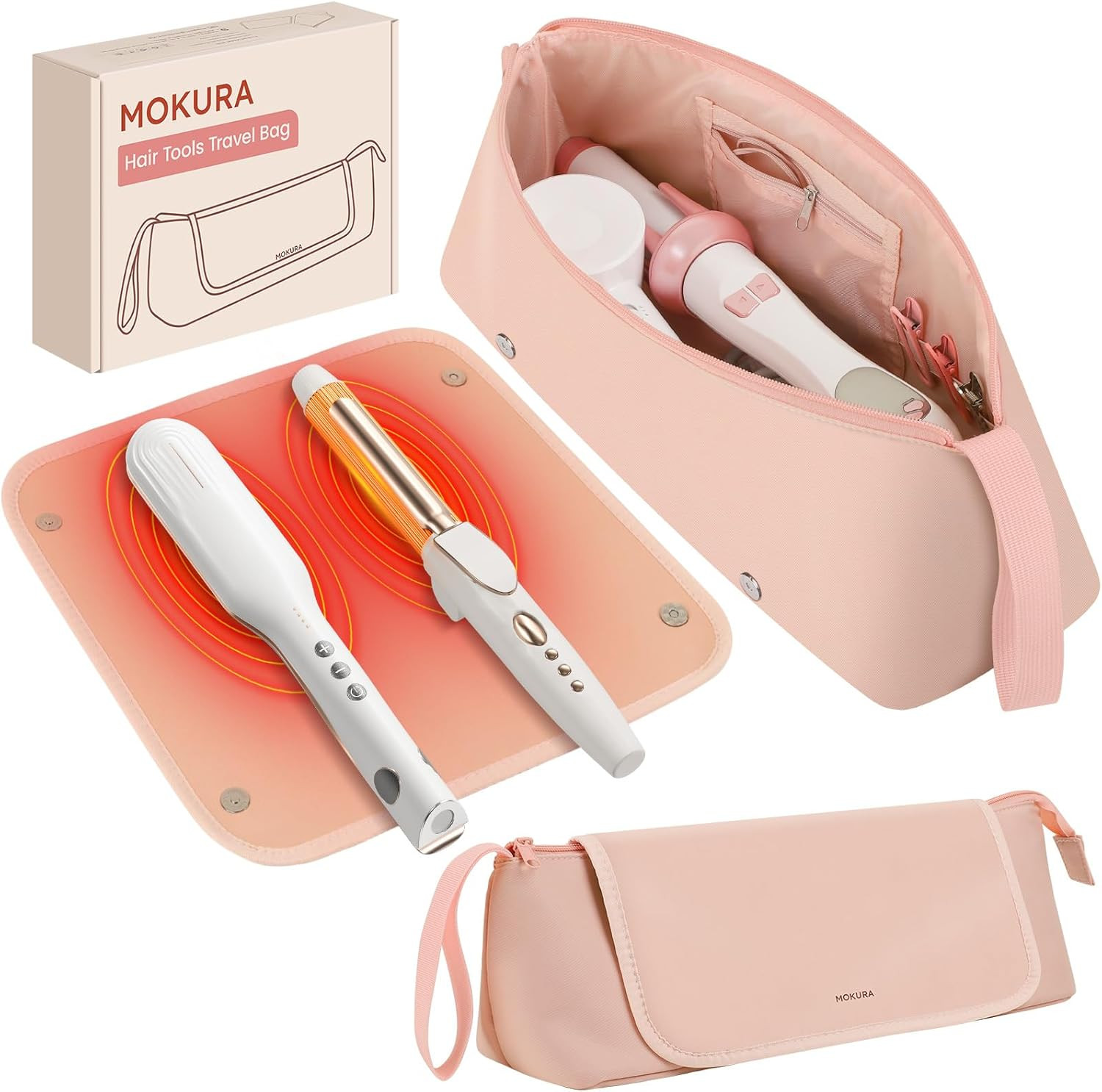 Hot Hair Tools Travel Bag with Heat Resistant Mat Removable Hair Styling Accessories Organizer Ca... | Amazon (US)