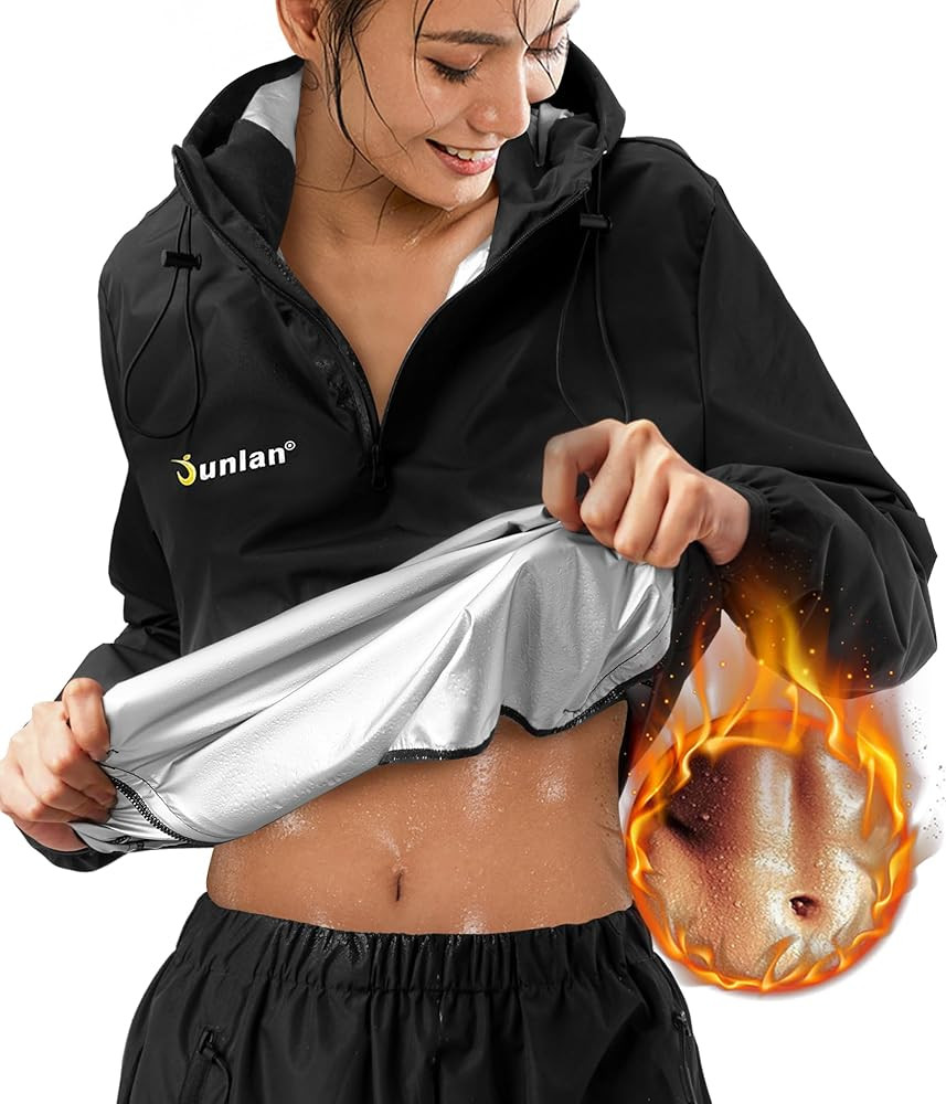 Junlan Sauna Suit for Women Sweat Jacket Gym Workout Vest Sweat Suits for Women | Amazon (US)