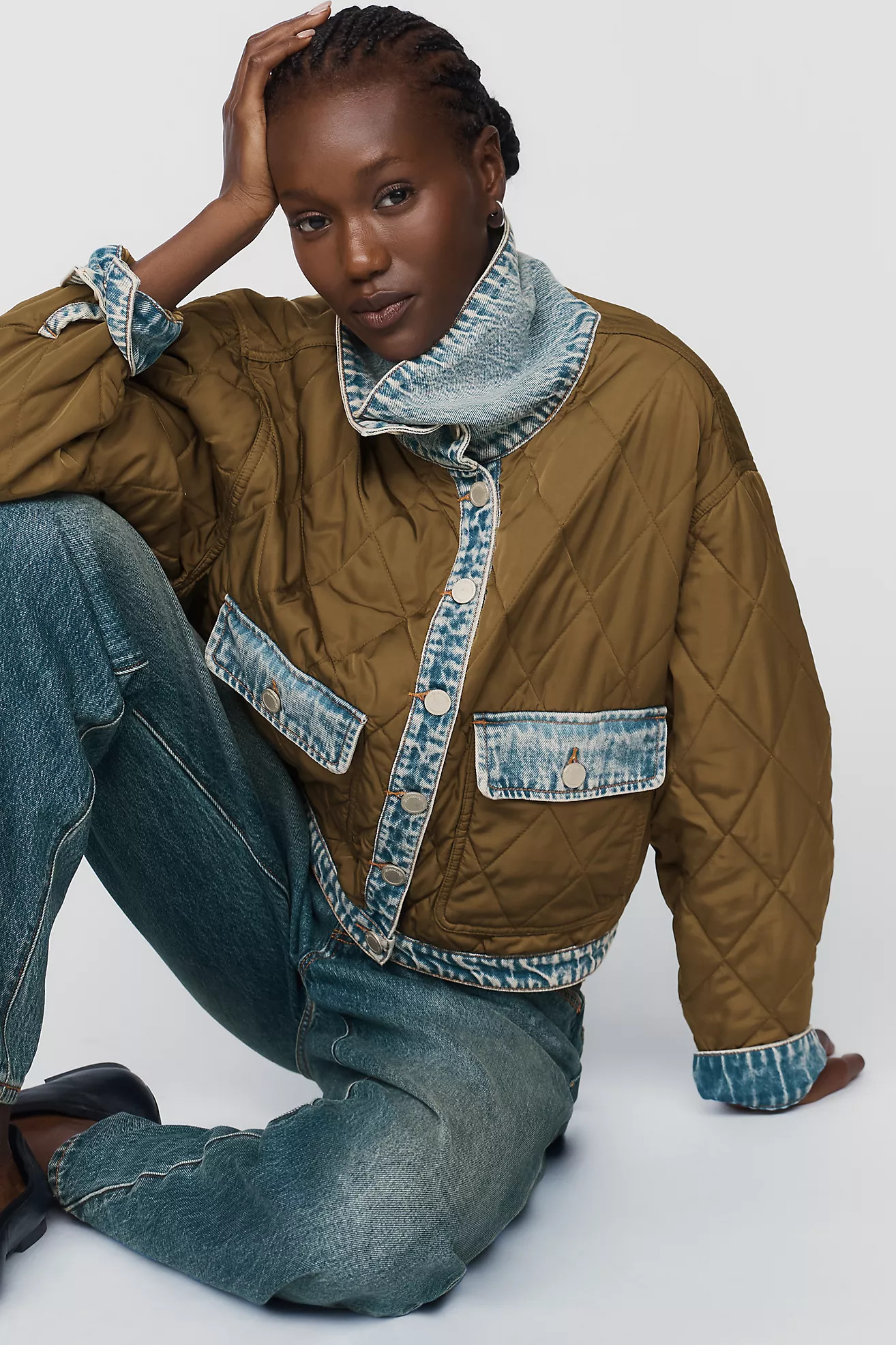 Quilted Denim Funnel Neck Jacket | Anthropologie (US)