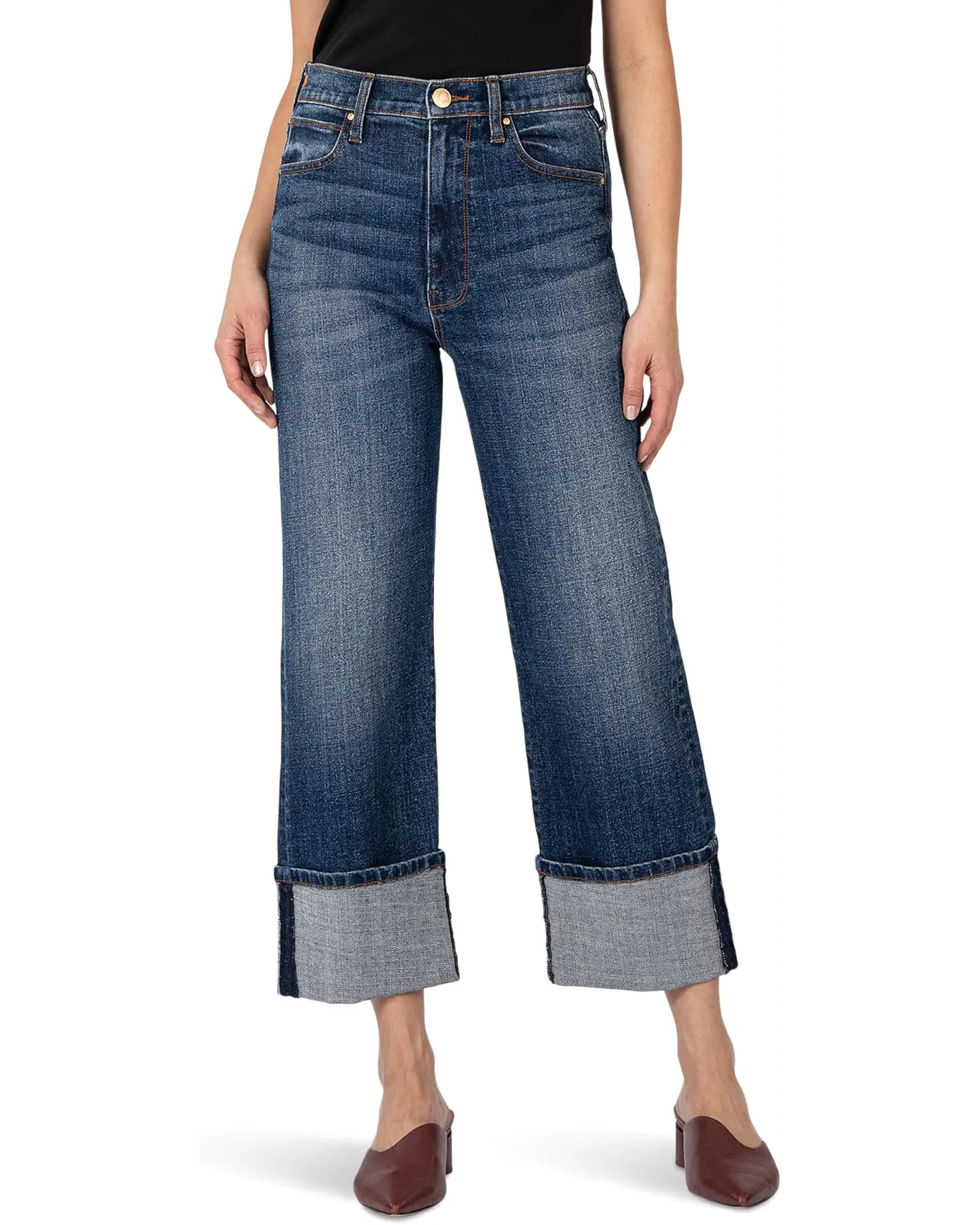 Sienna High-Rise Wide Leg-Roll-Up 5" in Unspeakable | Zappos