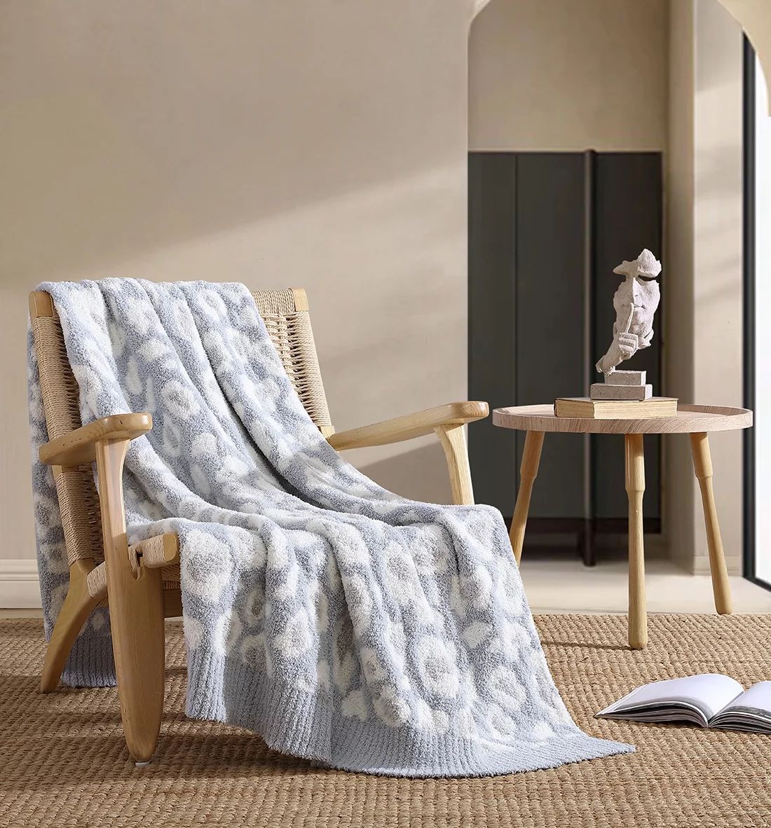 Better Homes & Gardens Gray Leopard Cozy Knit Throw Blanket, Oversized Throw | Walmart (US)