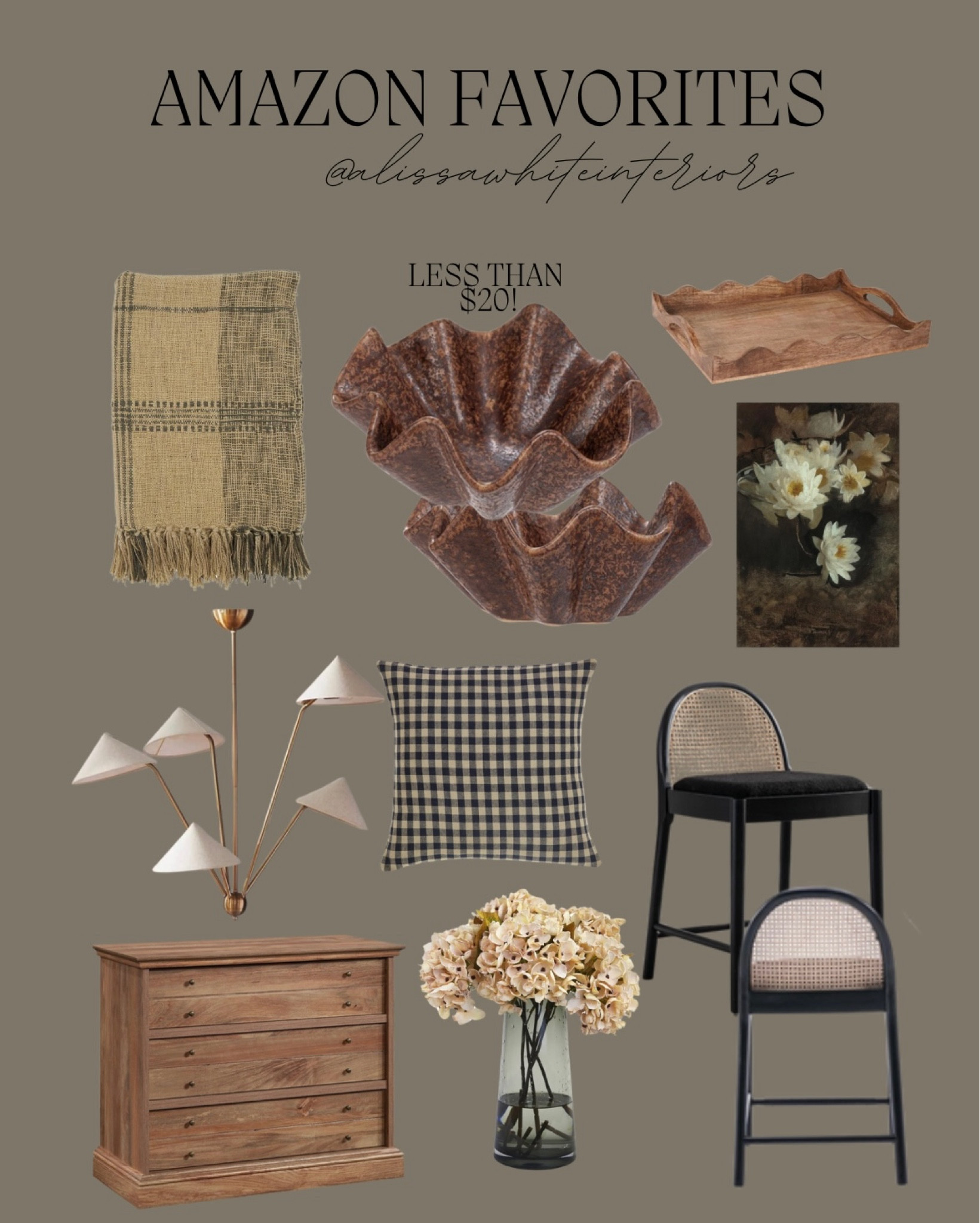 Scalloped bowl under $20!

Amazon home, throw blanket, scalloped bowl, barstools, vintage art, scalloped tray, wood tray, chandelier, throw pillows, faux florals, hydrangeas.

#LTKfindsunder50 #LTKsalealert #LTKhome