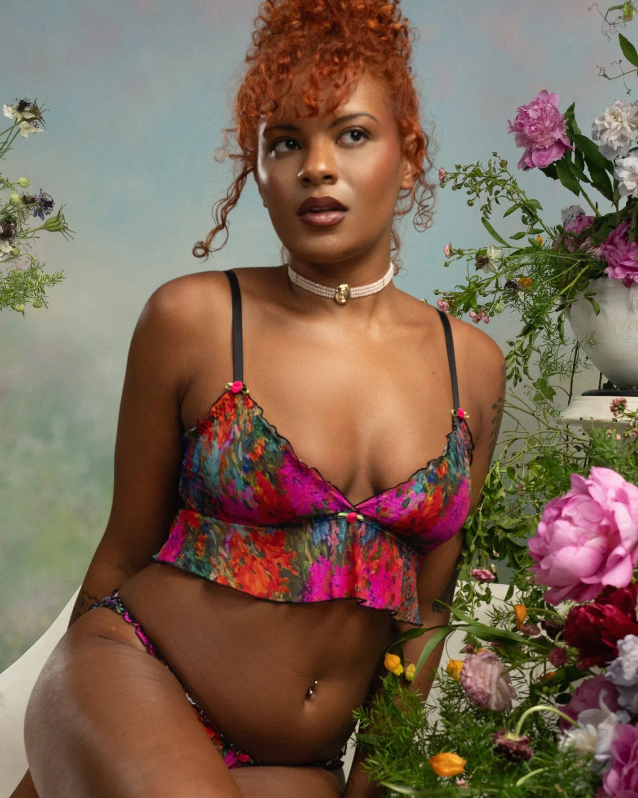 Silky Mesh Flutter Longline Bralette | Silky Mesh (Monet Floral) | Parade