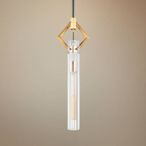 Maxim Flambeau 3" Wide Black and Antique Brass Mini Pendant Light | Lamps Plus