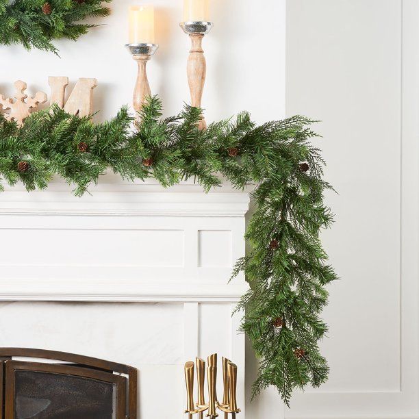 Holiday Time 9-Foot Artificial Sonoma Cypress Evergreen Christmas Garland | Walmart (US)