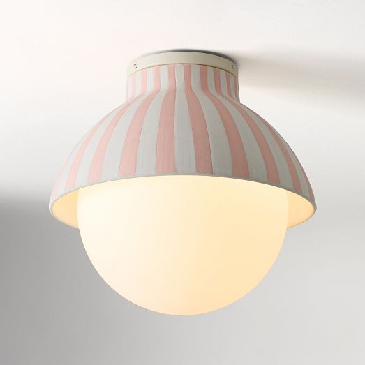 West Elm x PBK Striped Ceramic Flush Mount (12") | West Elm (US)