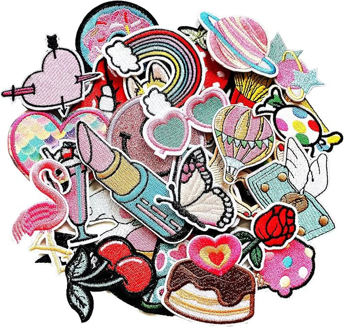 30pcs Girls Iron on Patches for Clothing Jackets DIY Sew Embroidered Applique Decorative Repair P... | Amazon (US)