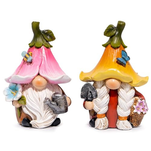 Hodao 2PCS Flowers Gnomes Decoration Summer Bumble Bee Elf Figurines Gifts for Home Spring Lively Garden Decor for Outdoor, Mom, Mother | Amazon (US)