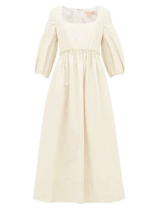 Brock Collection - Square-neck Cotton-blend Midi Dress - Womens - Cream | Matches (US)