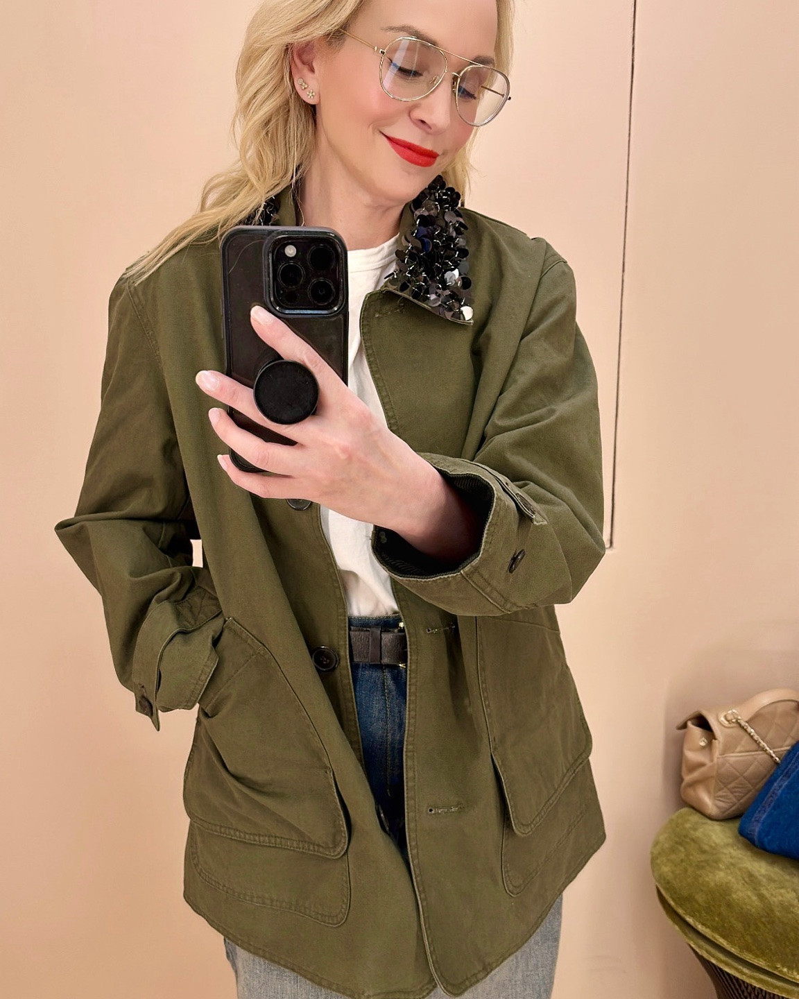 Dressing room fits. 
Small in the barn jacket 
4 in the lady jacket
Xxs in the cashmere
27 reg in the cords 
28 petite in the chino

#LTKWorkwear #LTKPetite #LTKootd