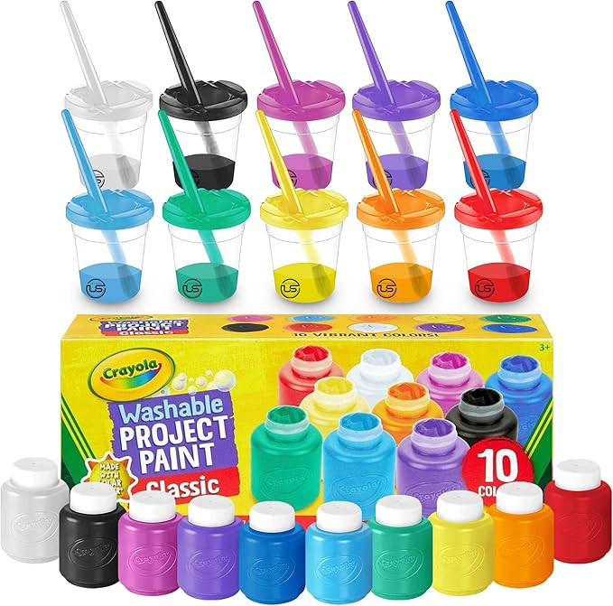 The Mega Deals Kids Painting Set – Washable Non-Toxic Finger Paints (10 Colors of 2 oz) with 10... | Amazon (US)
