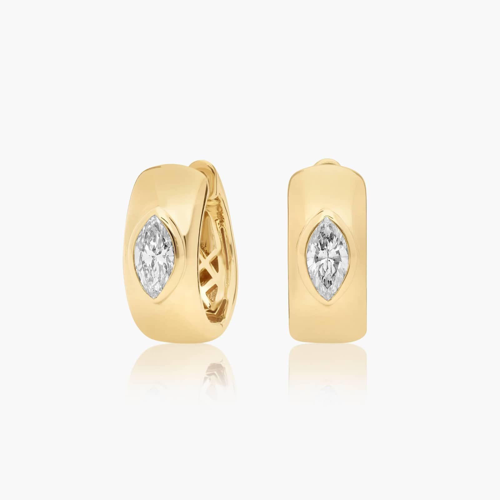 Fancy Bezel Huggie Hoop Earrings With Marquise Cut Lab-Grown Diamonds In 14K Yellow Gold-81840y14... | JamesAllen