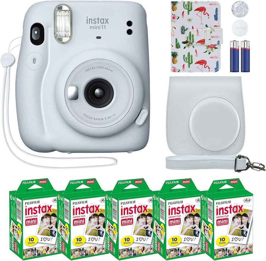 Fujifilm Instax Mini 11 Instant Camera Ice White + MiniMate Accessory Bundle & Compatible Custom ... | Amazon (US)
