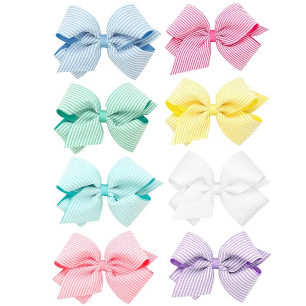 Seersucker Overlay Hair Bow | Classic Whimsy