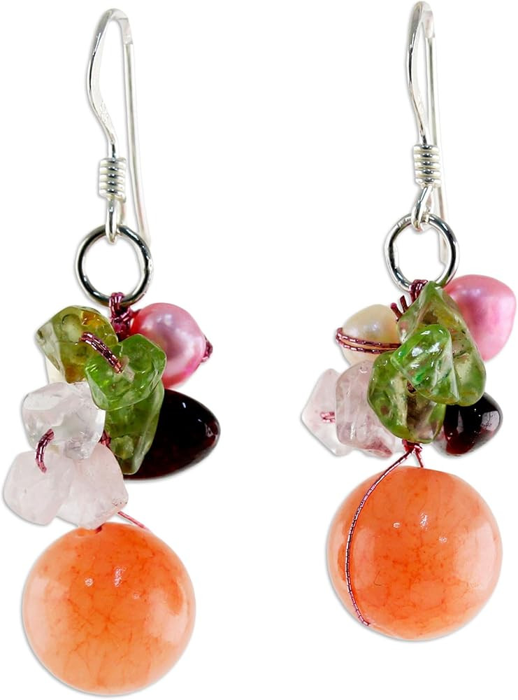NOVICA Artisan Handmade Citrine .925 Sterling Silver Plated Earrings | Amazon (US)