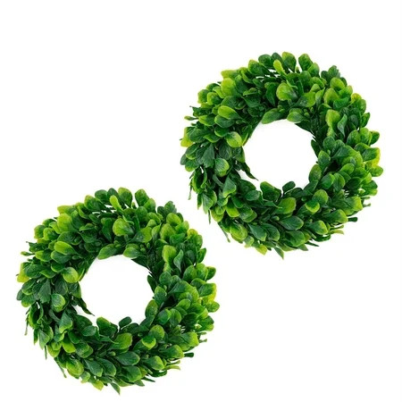 bhappy Boxwood Wreath 15 inch Artificial Greenery Wreath Indoor Front Door Home Hanging Wall Window  | Walmart (US)