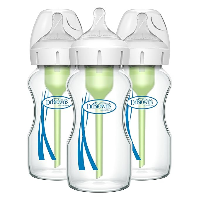 Dr. Brown's Natural Flow Anti-Colic Options+ Wide-Neck Glass Baby Bottles 9 oz/270 mL, with Level... | Amazon (US)