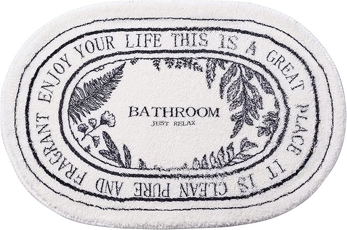 White Bathroom Rugs-Soft Absorbent Cute Bath Mat for Bathroom Floor 16x24inch, Machine Washable N... | Amazon (US)