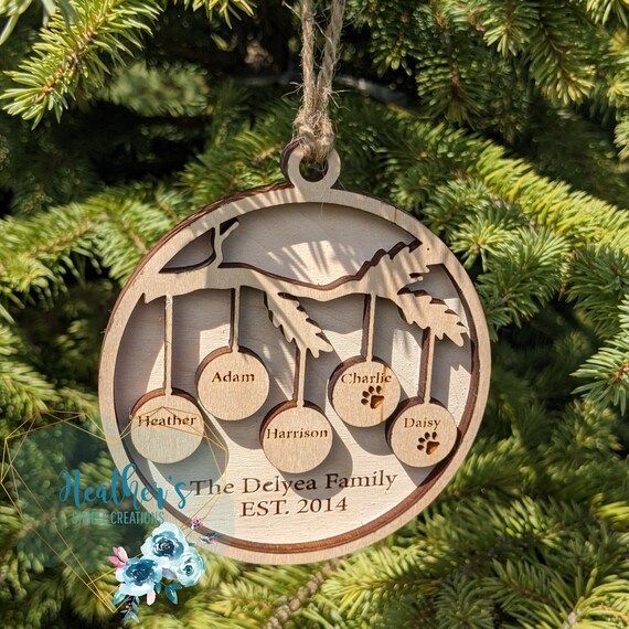 Christmas Ornament - 2-11 Family Members- Personalized - Laser Engraved- 1st Christmas Together -... | Etsy (US)