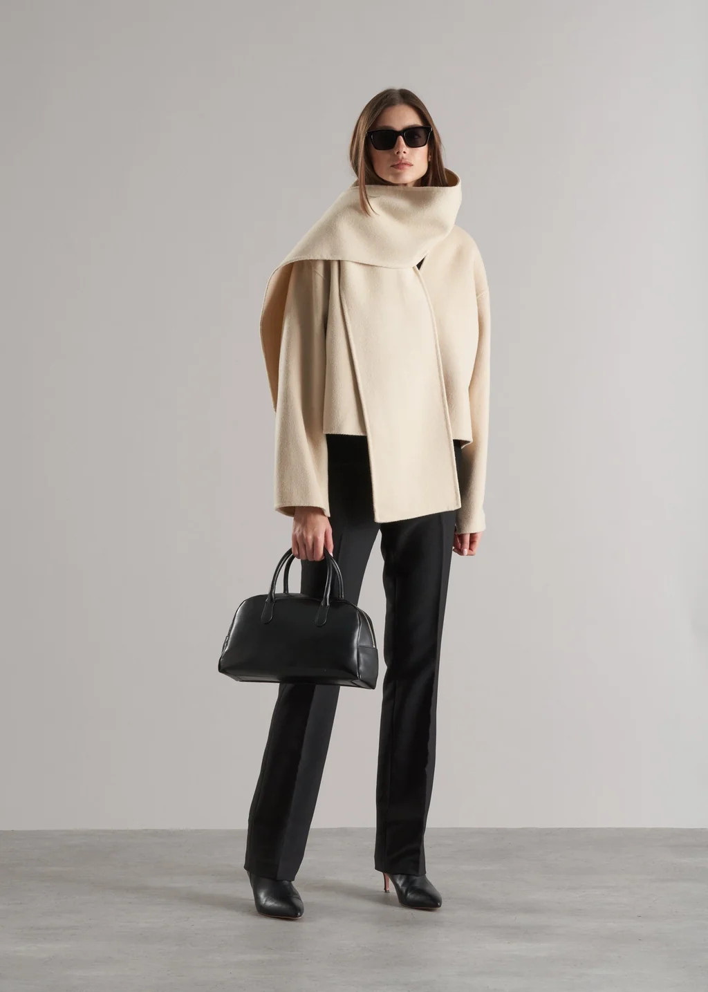Tol Wool Jacket with Scarf Buttermilk | Marcela London