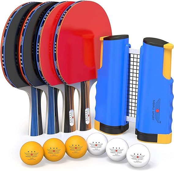 NIBIRU SPORT Professional Ping Pong Paddle Set with Retractable Net (Bracket Clamps), Balls, and ... | Amazon (US)