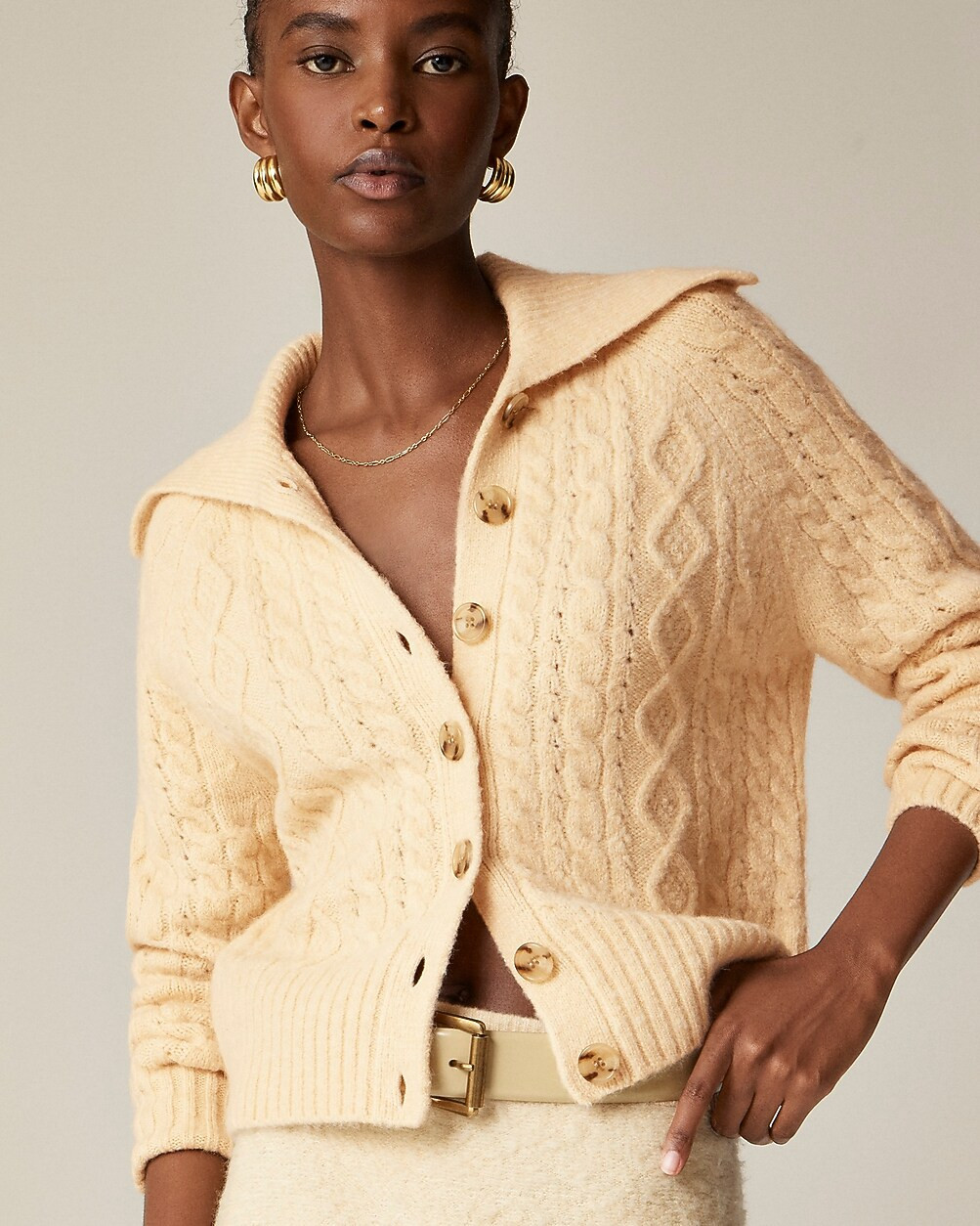 Collared cable-knit cardigan sweater | J. Crew US