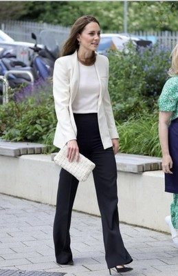 Zara LONG BLAZER WITH INVERTED LAPEL COLLAR ECRU SIZE M Seen On Kate Middleton  | eBay | eBay US