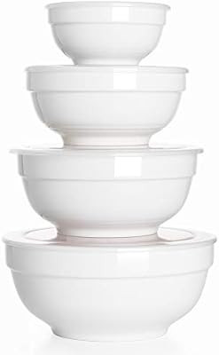 DOWAN Ceramic Bowl Set with Lids, Serving Bowls with Lids, Food Storage Container, Porcelain Prep... | Amazon (US)