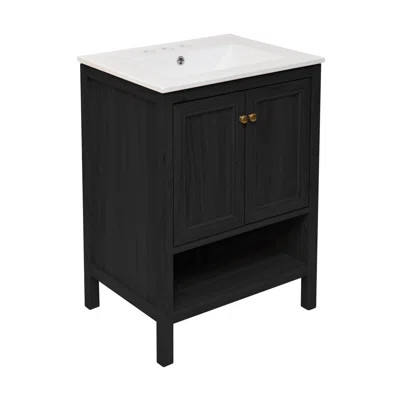 Château 24" Freestanding Bathroom Vanity Oak with 3-Hole Centerset Sink Top | Wayfair North America