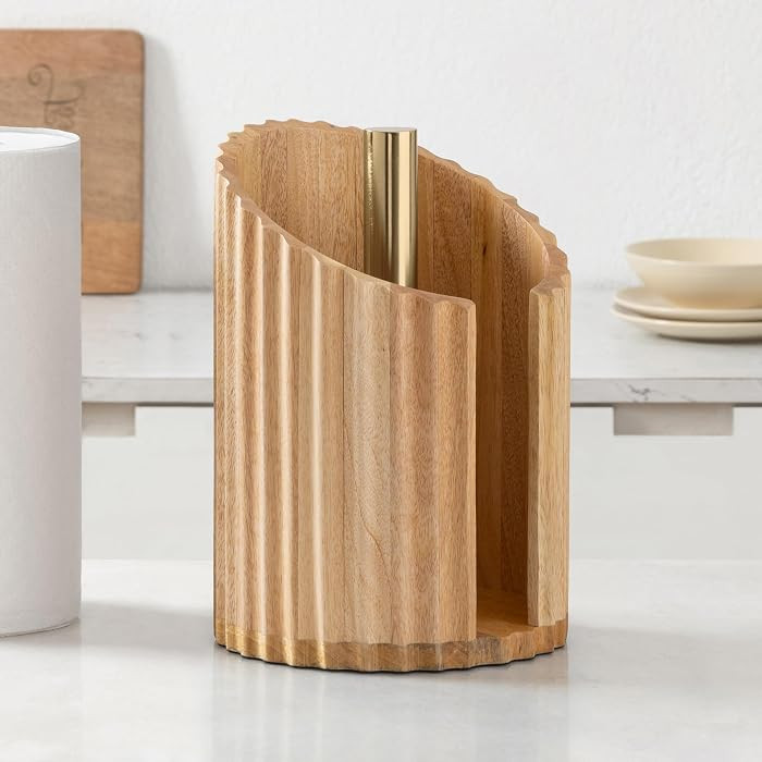 Anji Mountain Wooden Paper Towel Holder with Metal Holder, Holder Stand for Kitchen Roll Organize... | Amazon (US)