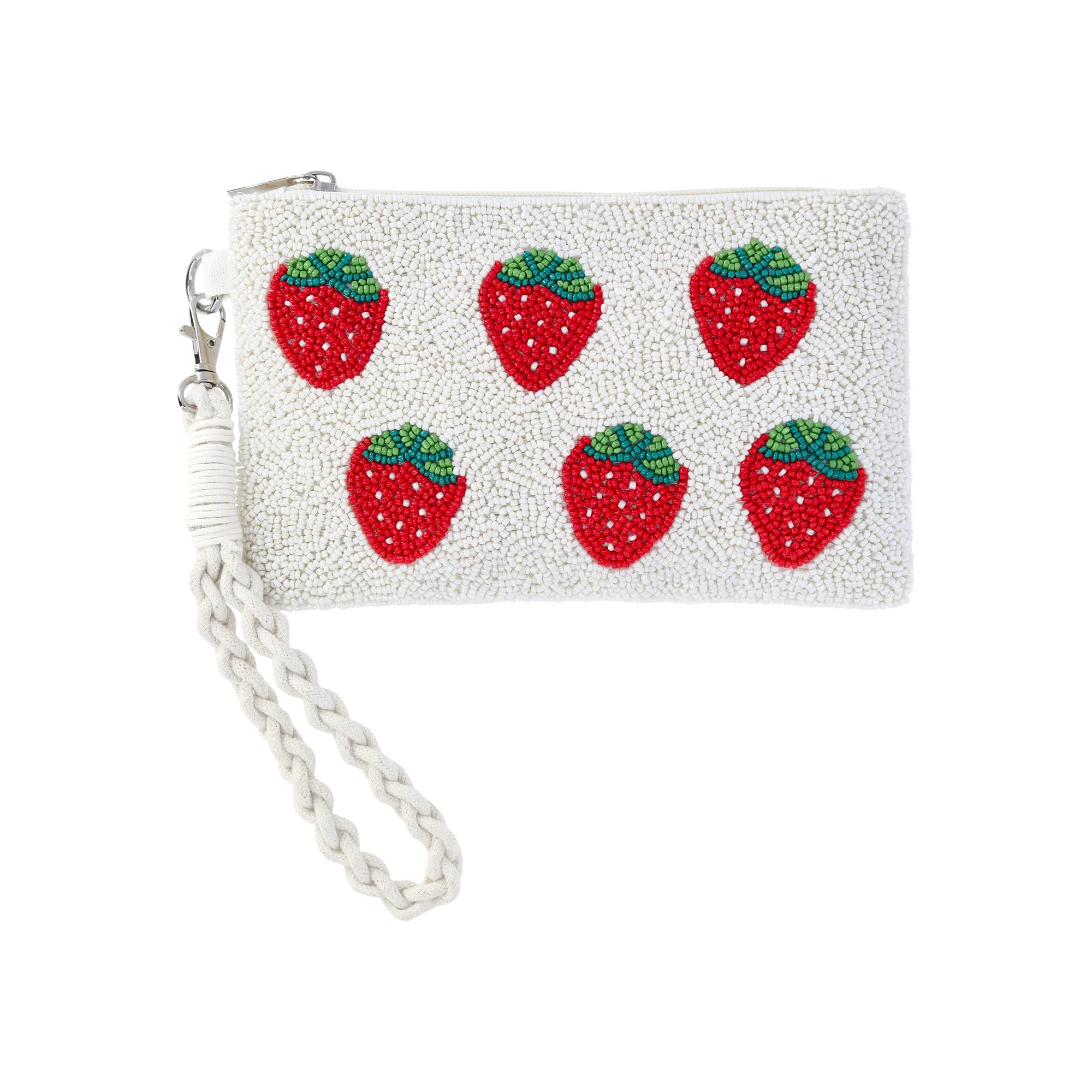 No Boundaries Women's Beaded Wristlet, Beige Strawberry | Walmart (US)