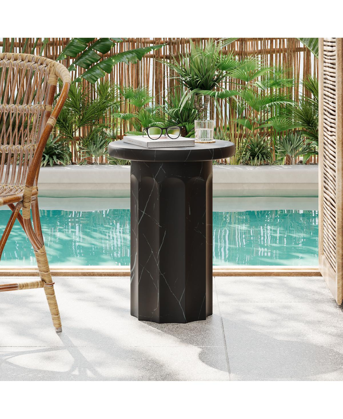 Streamdale Furniture Streamdale Marble Effect Side Table - Black,marble | Macy's