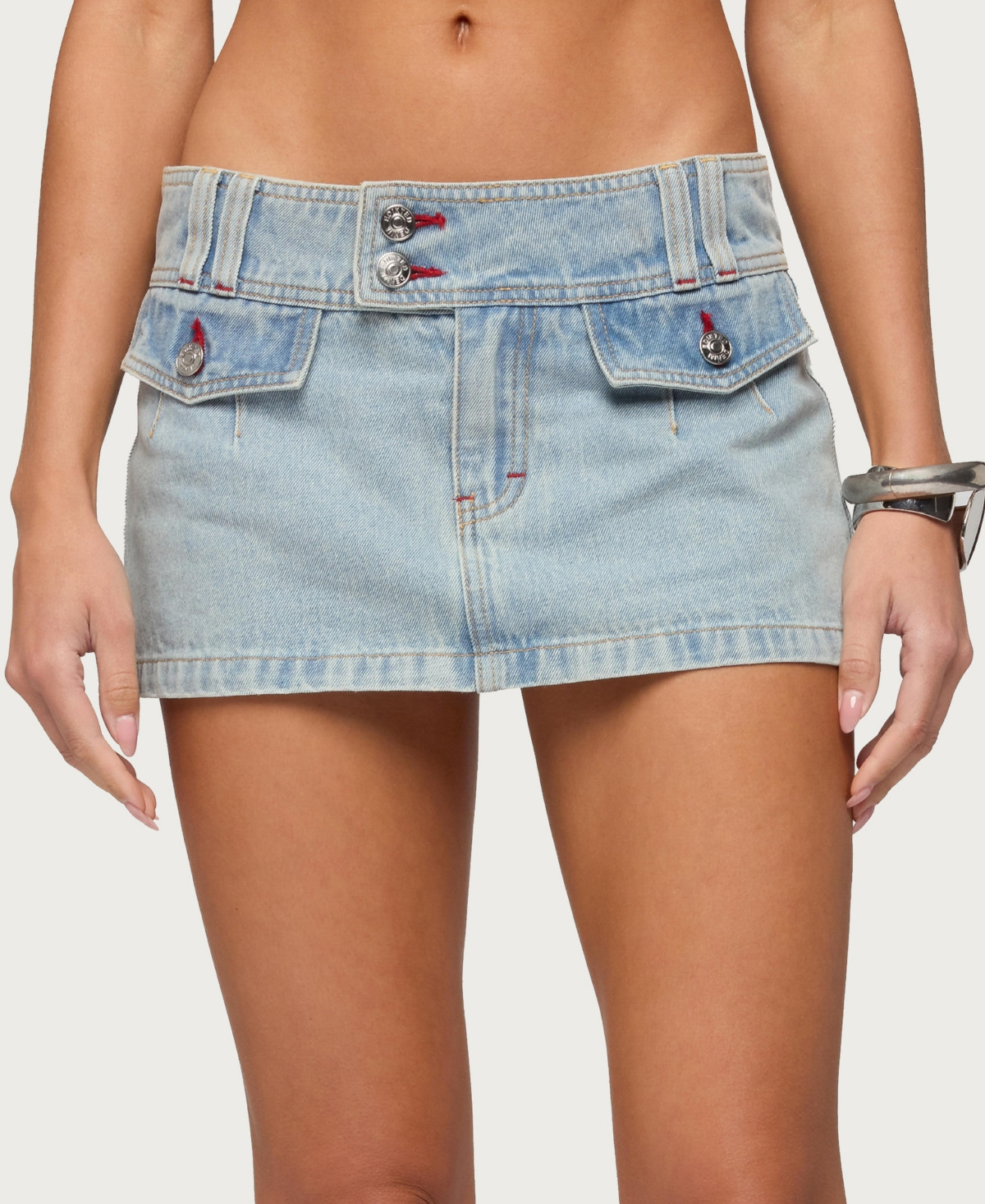 Edikted Womens Rae Denim Mini Skort - Light-blue | Macy's