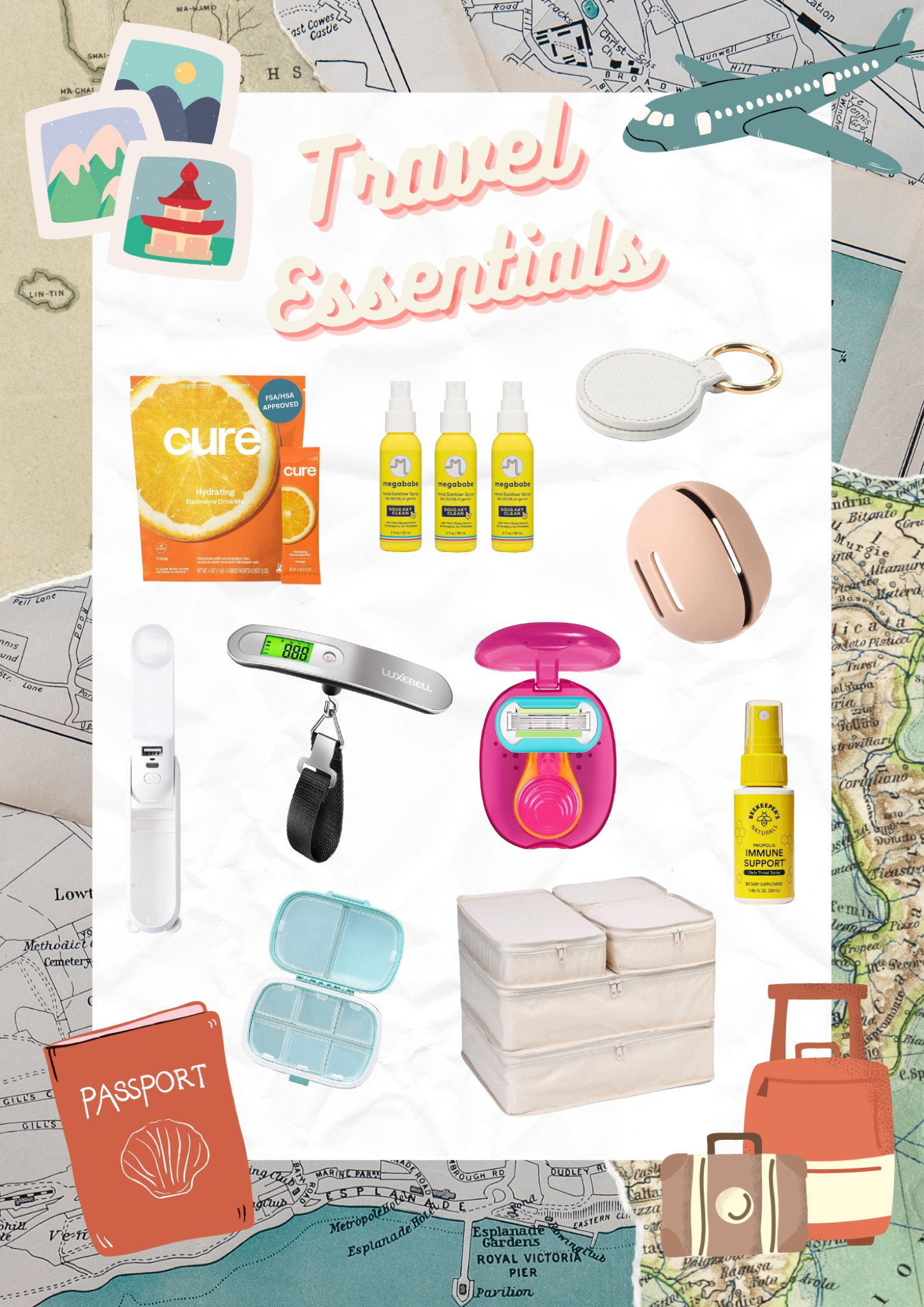 Cabo Travel Essentials:
•Electrolyte Packets (I love that the basis of this one is coconut water powder & pink salt — also, this is the best tasting one I’ve found!)
•Hand sanitizer (Megababe is my fave & smells the best)
•Hat clip (new purchase & can’t wait to use!)
•Personal Fan (two speeds)
•Luggage Scale (I’ve owned this for almost three years & bring it on any trips where I check a bag; it’s small & has saved me from overweight luggage many times)
•Travel Razor
•Immune Throat Spray
•Pill Organizer (smallest one I’ve used & fits a variety of pills)
•Packing Cubes (make a huge difference to save room in your suitcase & organize categories of clothes)

Everything is from Amazon & ships quickly!

#LTKfindsunder50 #LTKtravel