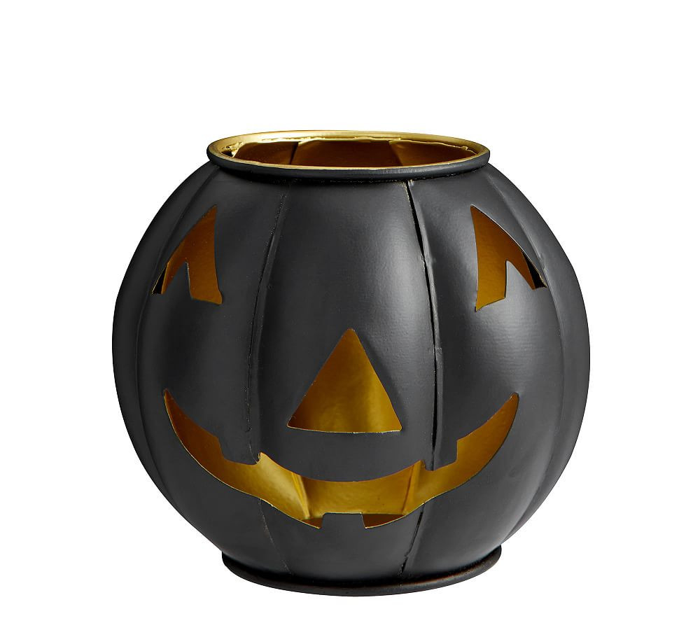 Metal Jack O' Lantern Candleholders, Black, Small | Pottery Barn (US)