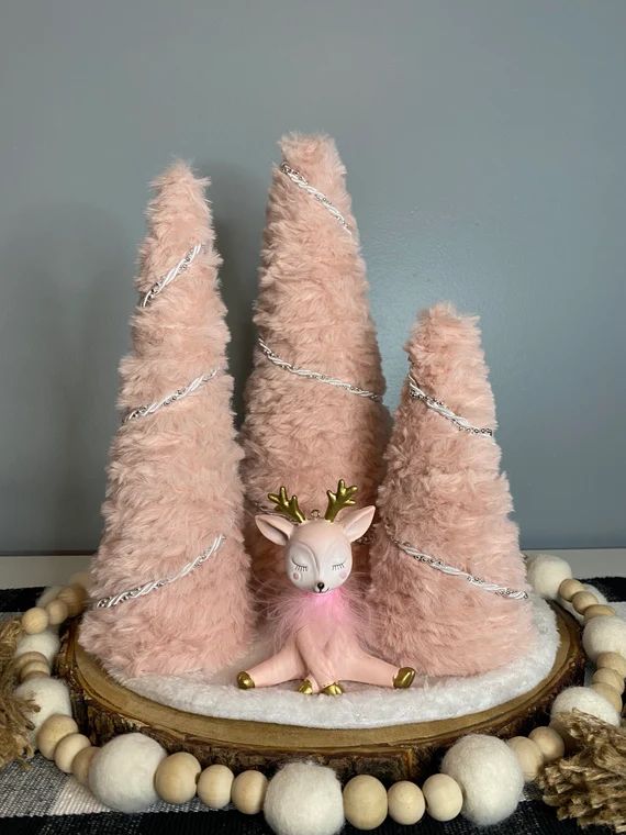 Cone Christmas Trees Faux Fur Trees Pink Furry Tree Pink | Etsy | Etsy (US)