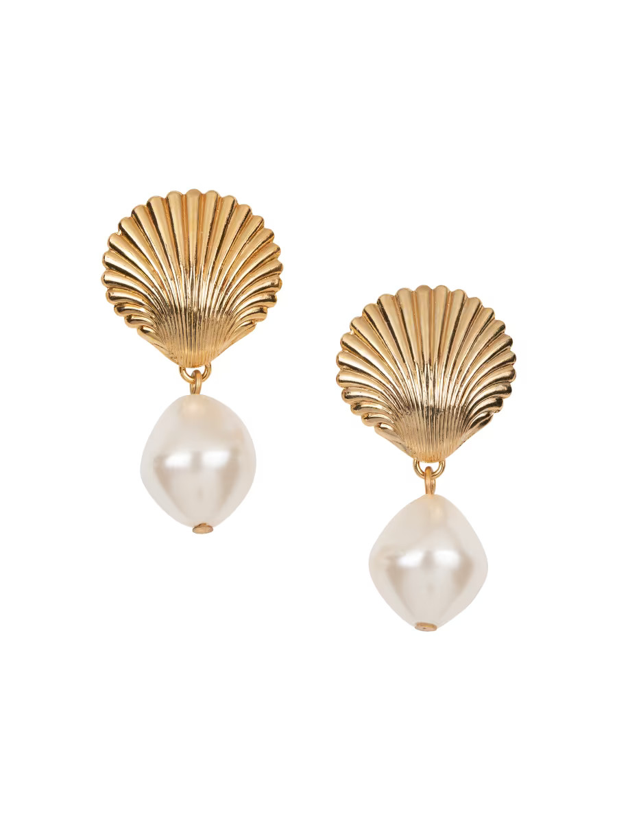 Jennifer BehrAlana 18K Gold-Plated & Faux Glass Pearl Drop Earrings | Saks Fifth Avenue