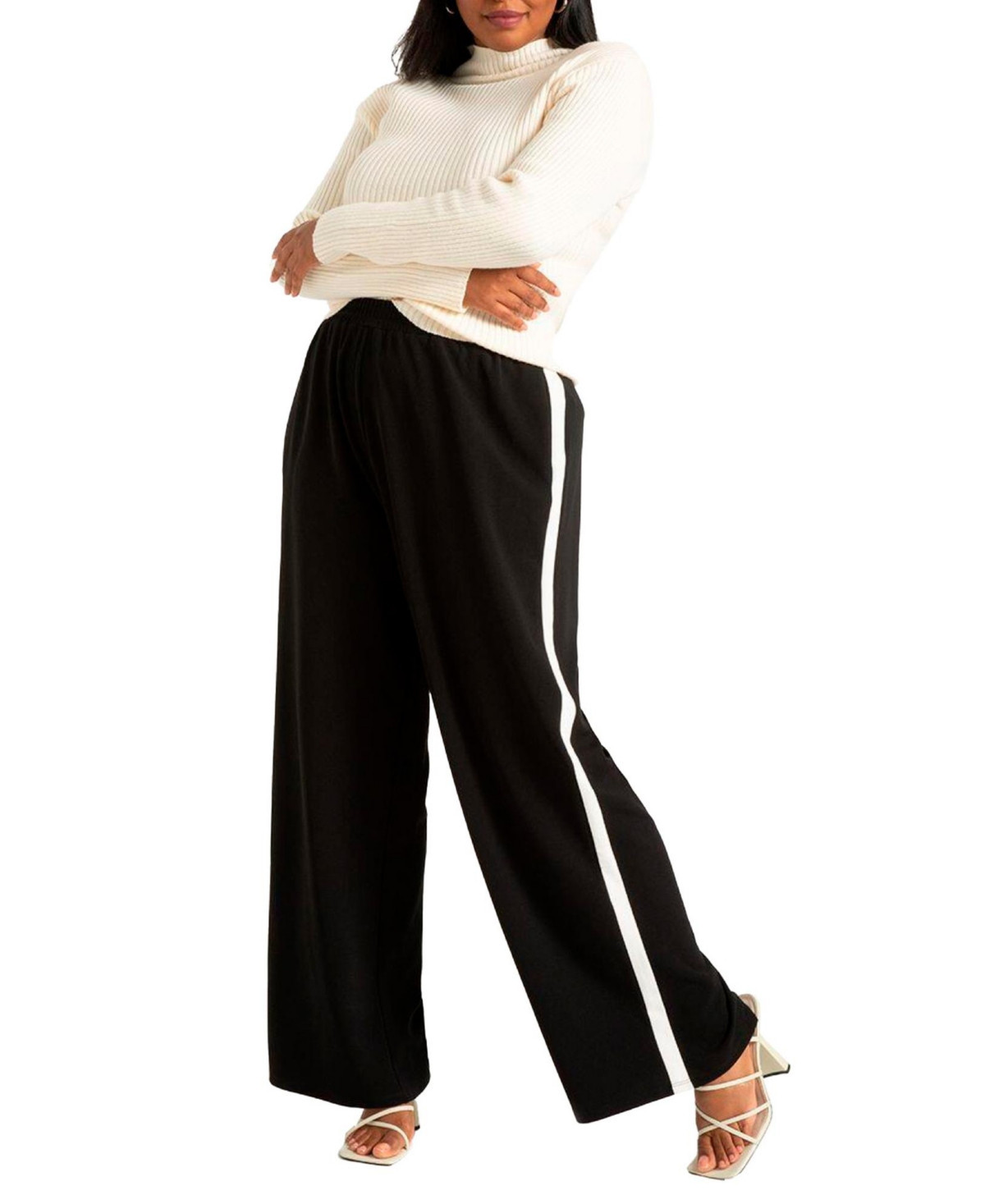 Eloquii Women's Plus Size Track Pant With Side Stripe - Black | Macy's