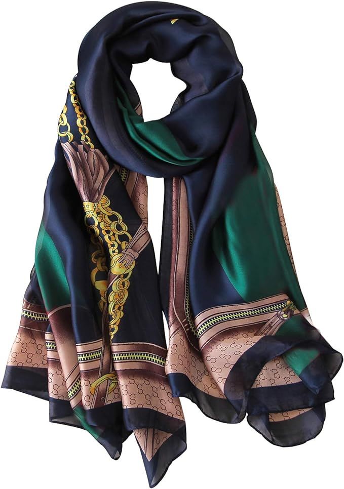 NUWEERIR Womens 100% Large Mulberry Silk Scarf Long Satin Scarf Fashion Designer Scarf Lightweigh... | Amazon (US)