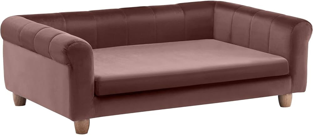 Critter Sitters 42-In. Elegant Brown Faux-Velvet Rectangle Pet Bed for Medium and Large Dogs, Dur... | Amazon (US)