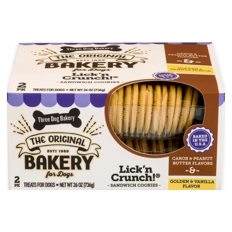 Three Dog Bakery Lick'n Crunch Sandwich Cookies, Carob and Peanut Butter and Golden and Vanilla F... | Walmart (US)