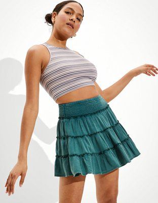 AE Smocked Tiered Mini Skirt | American Eagle Outfitters (US & CA)