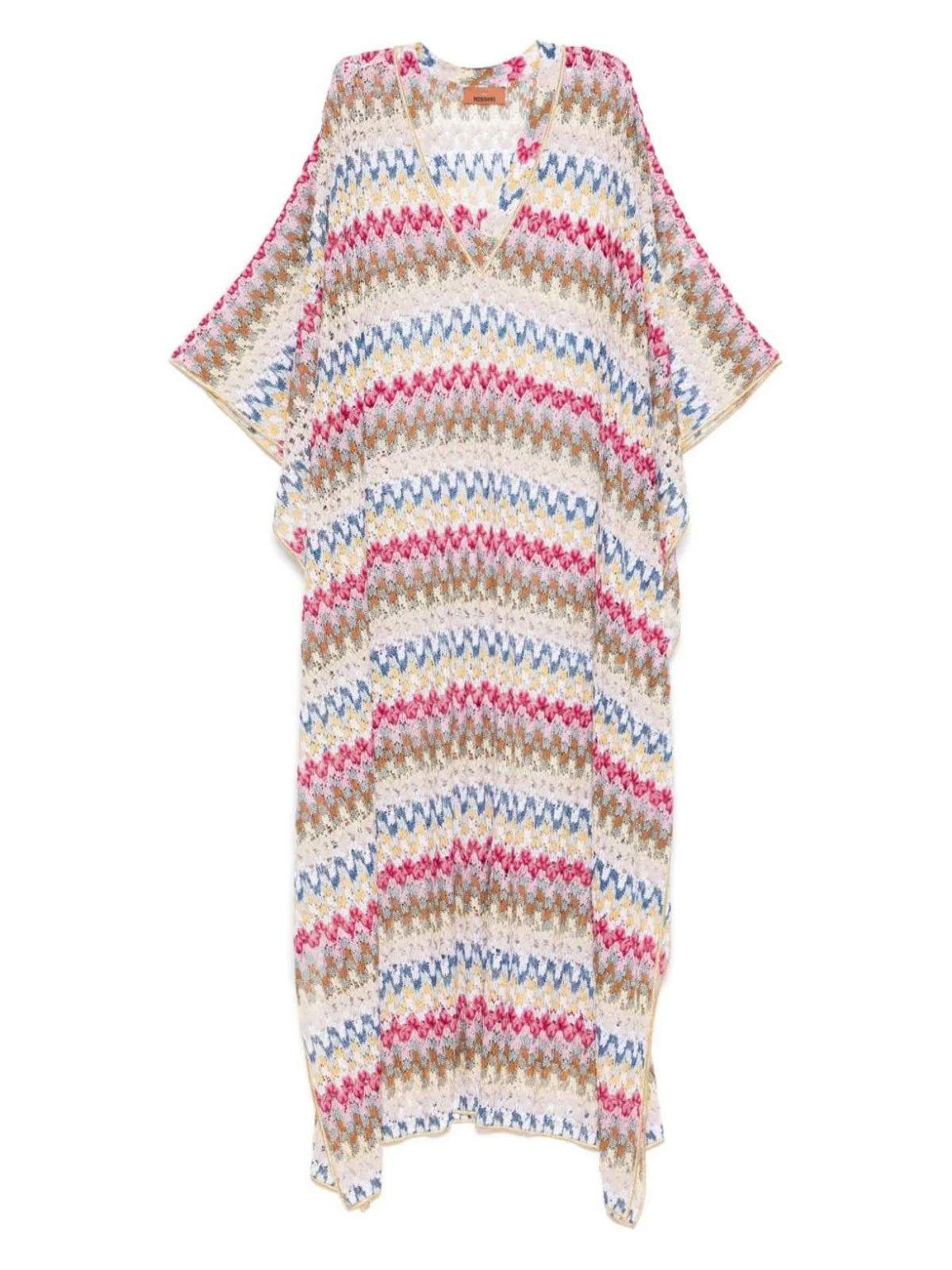 Missoni Women's Zig Zag Print Long Kaftan in White | Size Small | MC23SQ05 | LOZURI