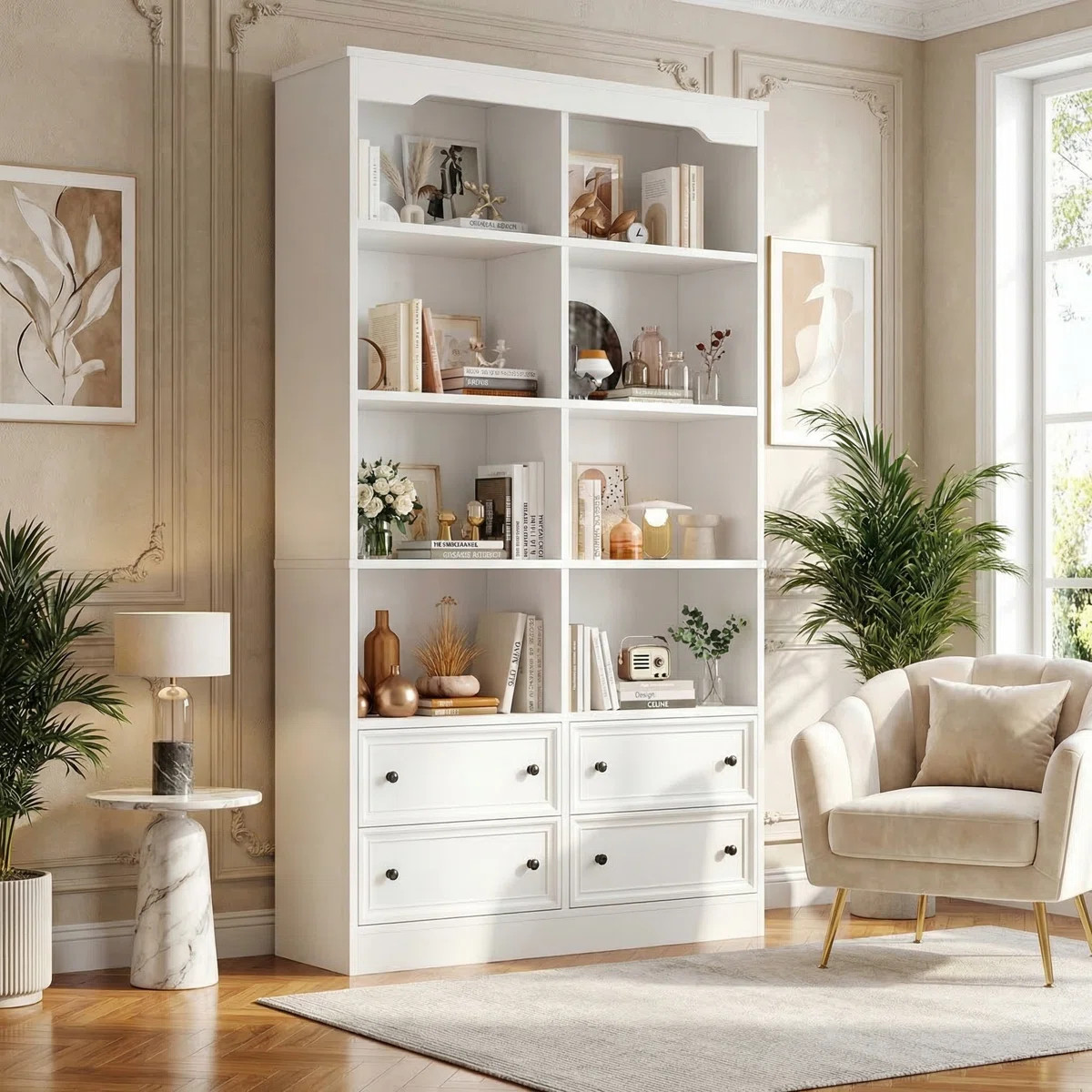 Kirklyn 6-Tier Standard Bookcase with 4 Drawers | Wayfair North America