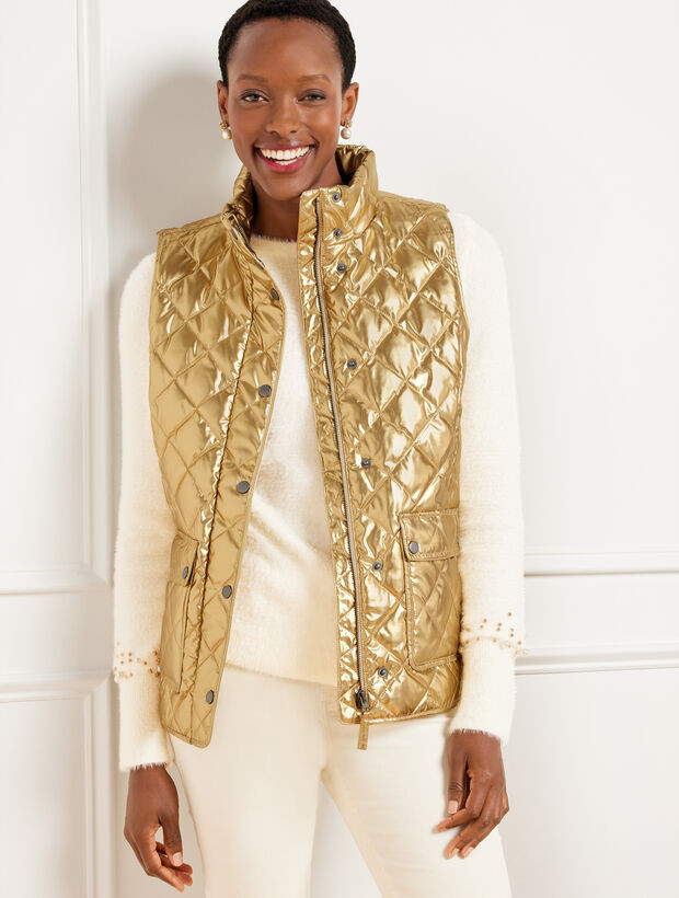 Quilted Down Puffer Vest - Metallic | Talbots