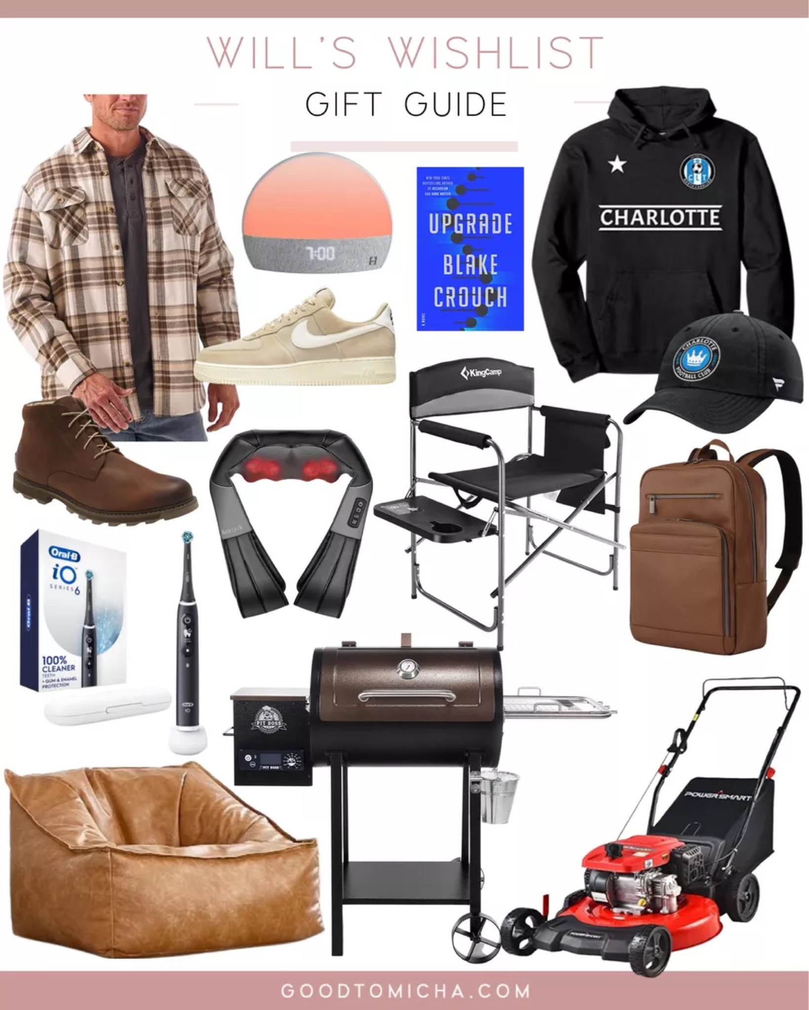Gifts for him- holiday gifts- gift inspo- mens gifts- Christmas gifts- pottery barn- amazon- Z Grills- smoker- grill & smoker- shacket- Nike- Air Force 1- oral B- bean bag- push mower- lawn mower- baseball cap- Charlotte fc- inspo- husband gifts - holiday inspo

#LTKHoliday #LTKSeasonal #LTKmens
